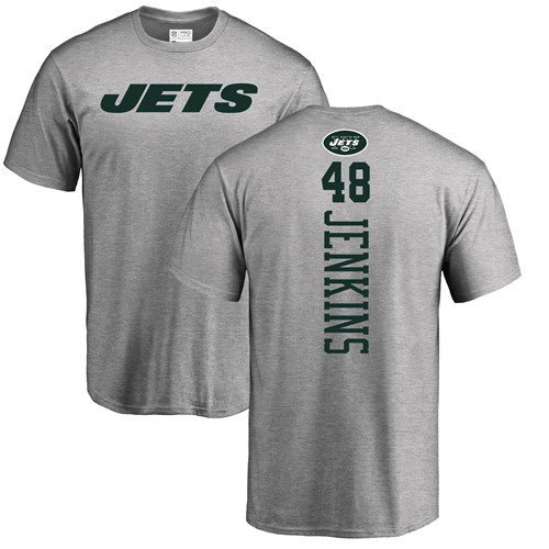New York Jets Men Ash Jordan Jenkins Backer NFL Football #48 T Shirt->new york jets->NFL Jersey